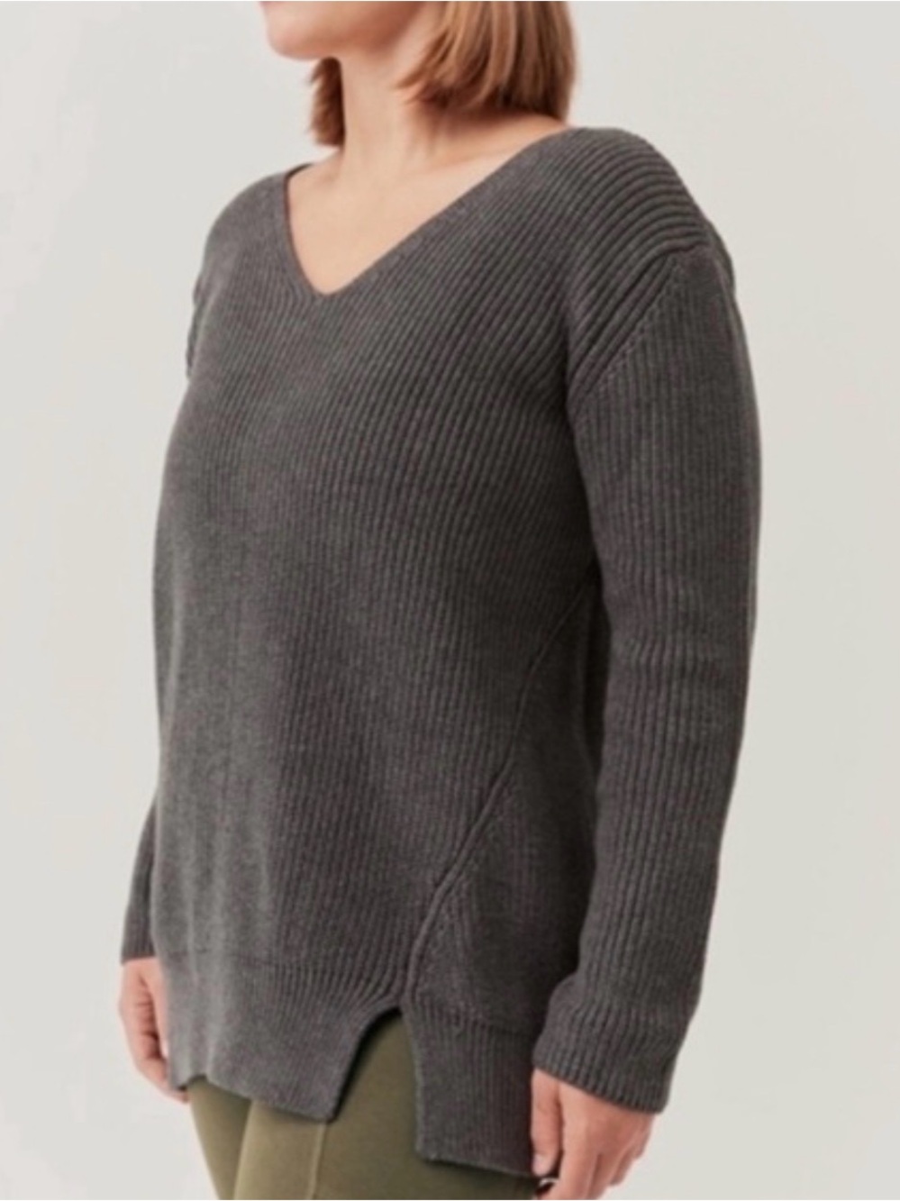 Pact Ribbed Double V-Neck Sweater Size XS